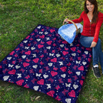 Girly Heart And Butterfly Pattern Print Quilt