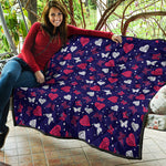 Girly Heart And Butterfly Pattern Print Quilt