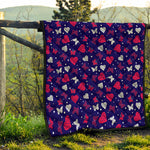 Girly Heart And Butterfly Pattern Print Quilt