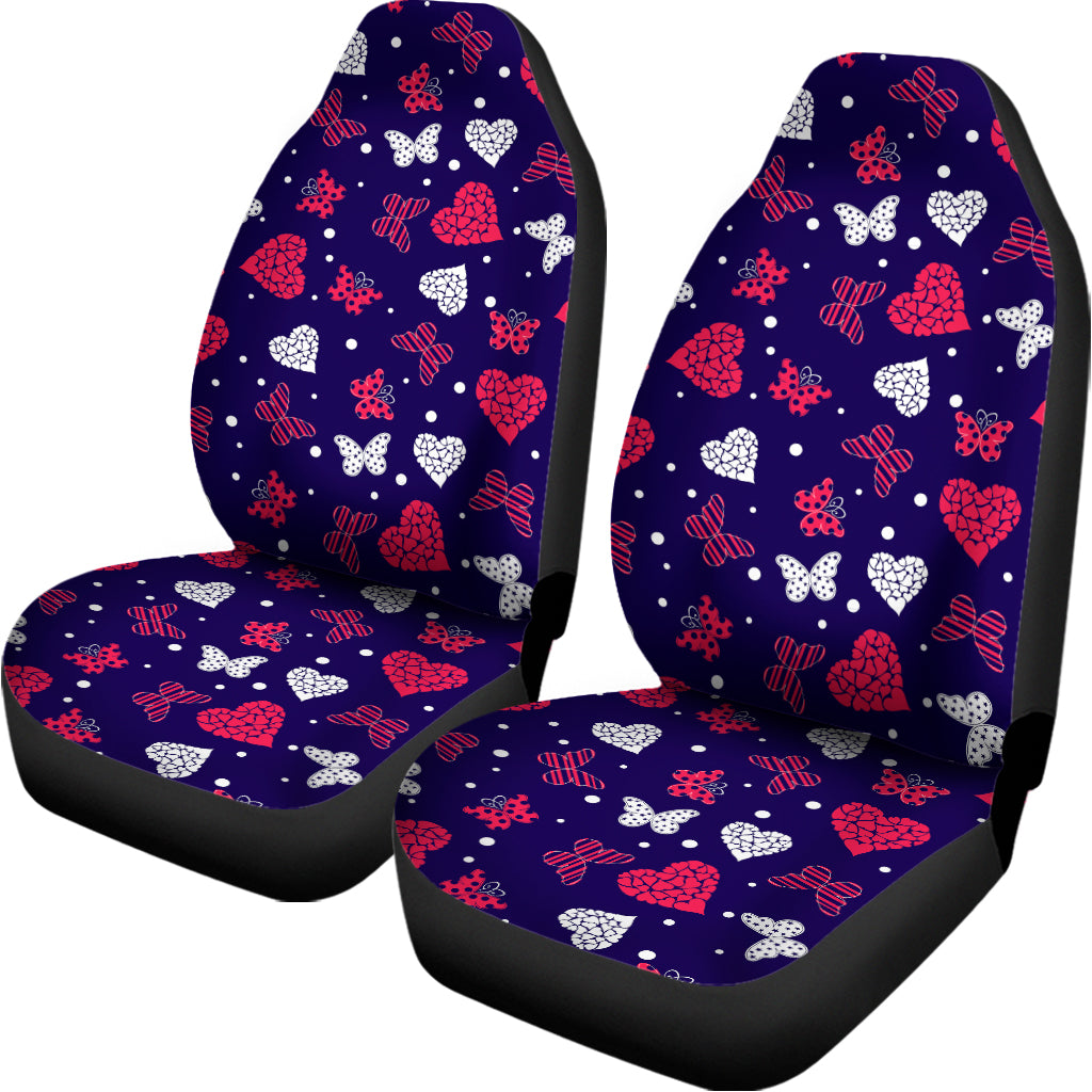 Girly Heart And Butterfly Pattern Print Universal Fit Car Seat Covers
