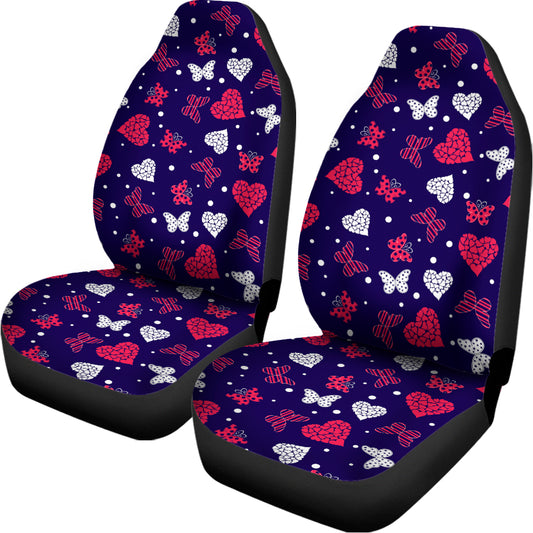 Girly Heart And Butterfly Pattern Print Universal Fit Car Seat Covers