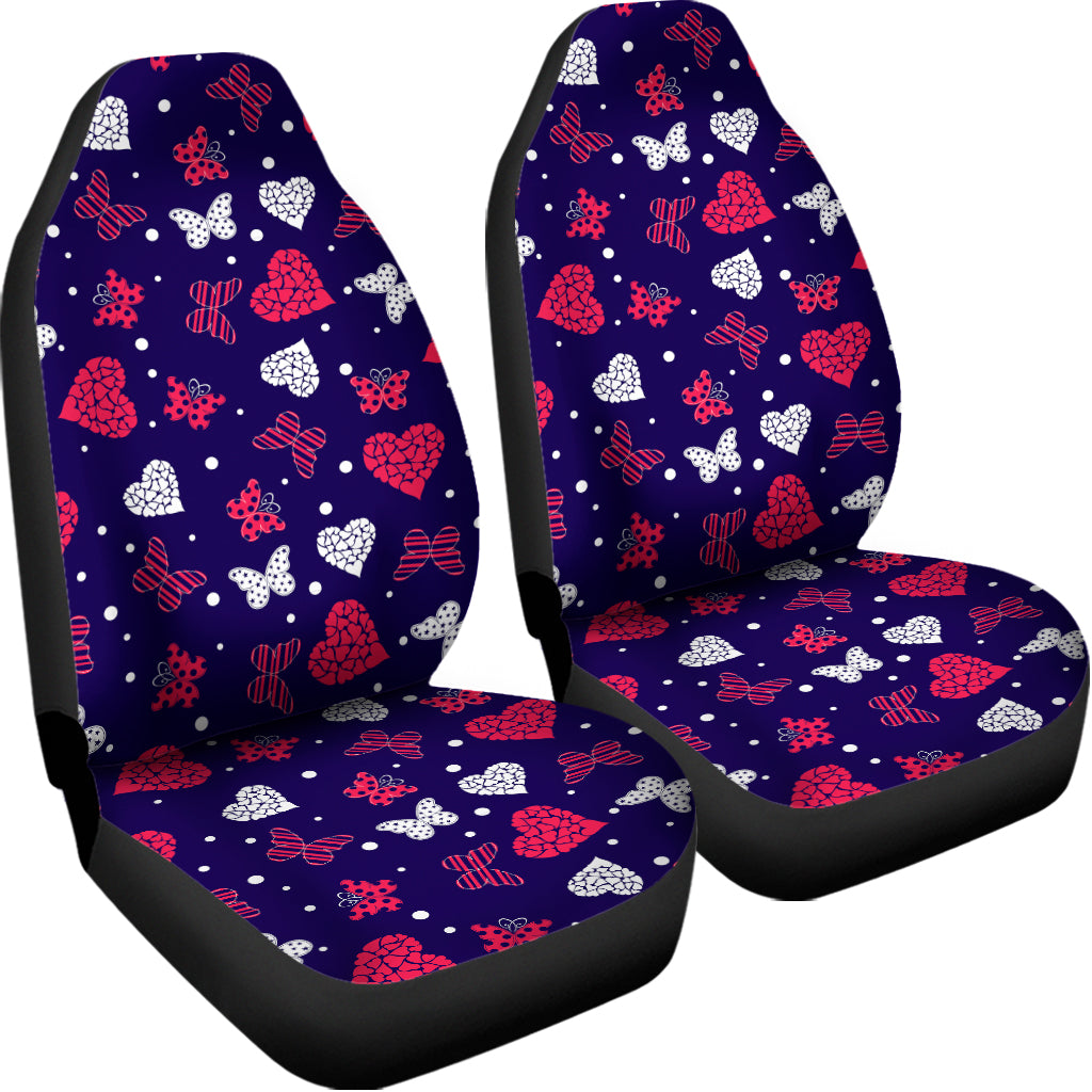 Girly Heart And Butterfly Pattern Print Universal Fit Car Seat Covers