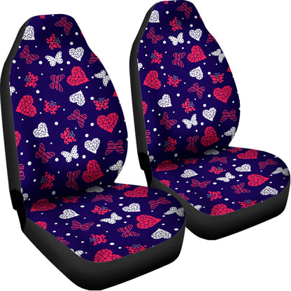 Girly Heart And Butterfly Pattern Print Universal Fit Car Seat Covers