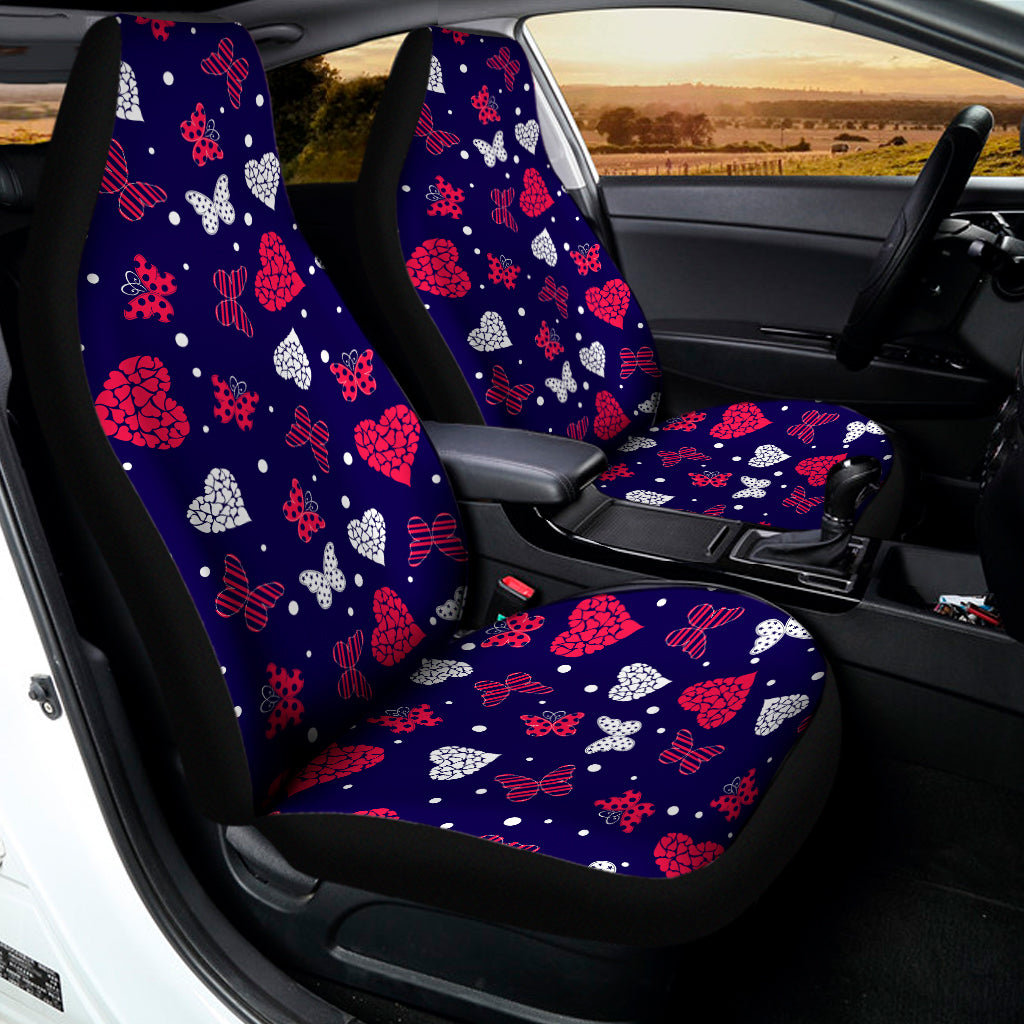 Girly Heart And Butterfly Pattern Print Universal Fit Car Seat Covers