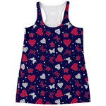 Girly Heart And Butterfly Pattern Print Women's Racerback Tank Top