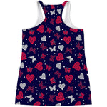 Girly Heart And Butterfly Pattern Print Women's Racerback Tank Top