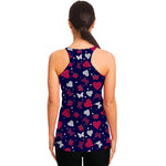Girly Heart And Butterfly Pattern Print Women's Racerback Tank Top