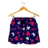 Girly Heart And Butterfly Pattern Print Women's Shorts