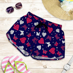 Girly Heart And Butterfly Pattern Print Women's Shorts