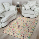 Girly Heart And Flower Pattern Print Area Rug