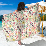 Girly Heart And Flower Pattern Print Beach Sarong Wrap