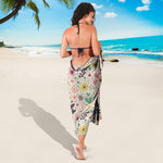 Girly Heart And Flower Pattern Print Beach Sarong Wrap