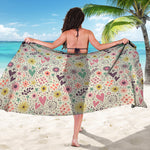 Girly Heart And Flower Pattern Print Beach Sarong Wrap