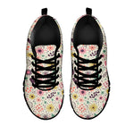 Girly Heart And Flower Pattern Print Black Sneakers