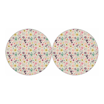 Girly Heart And Flower Pattern Print Car Coasters