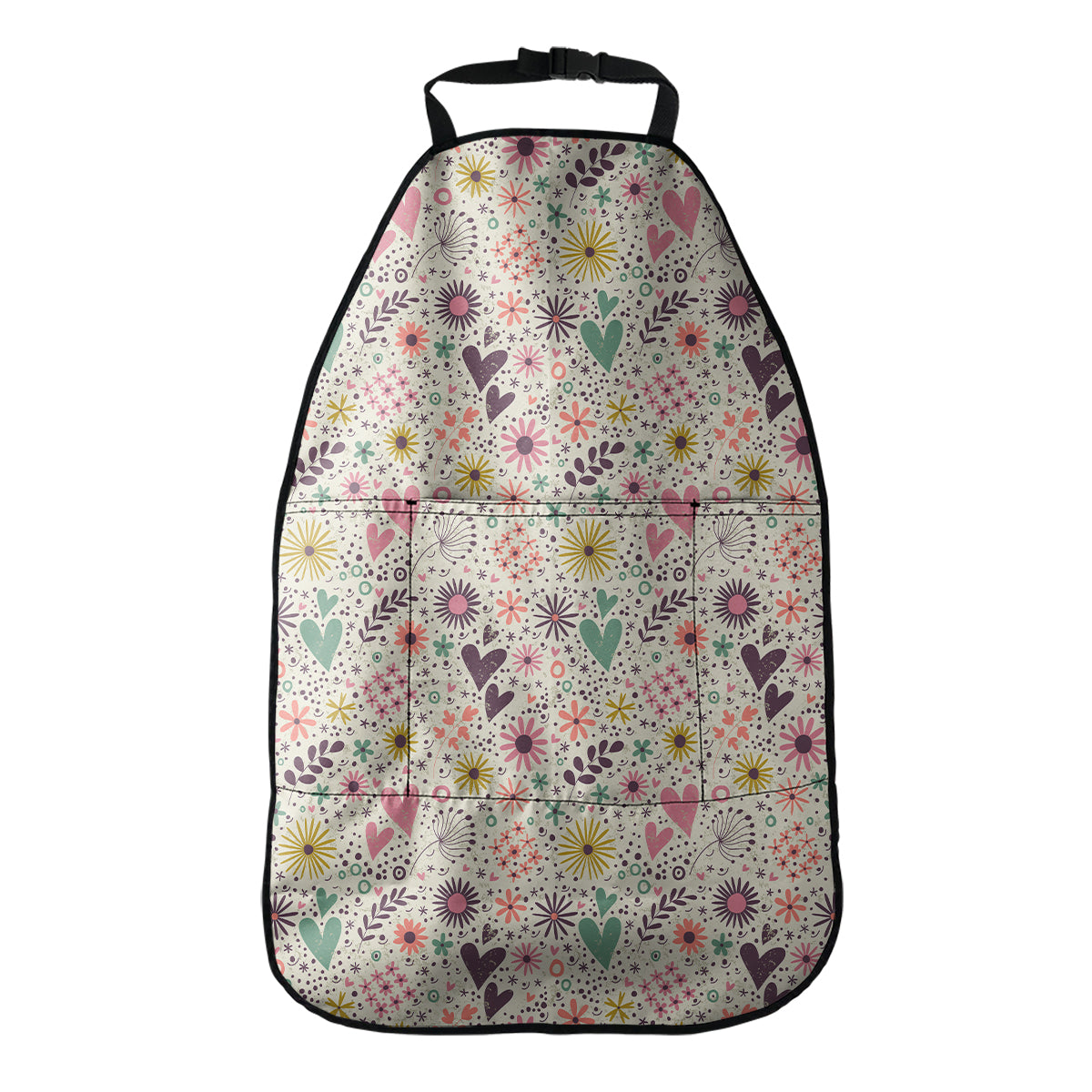 Girly Heart And Flower Pattern Print Car Seat Organizers