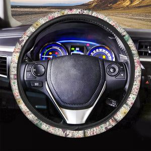 Girly Heart And Flower Pattern Print Car Steering Wheel Cover