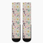 Girly Heart And Flower Pattern Print Crew Socks