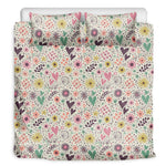 Girly Heart And Flower Pattern Print Duvet Cover Bedding Set