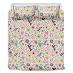Girly Heart And Flower Pattern Print Duvet Cover Bedding Set