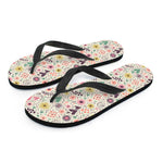 Girly Heart And Flower Pattern Print Flip Flops