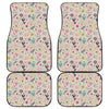 Girly Heart And Flower Pattern Print Front and Back Car Floor Mats