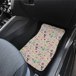 Girly Heart And Flower Pattern Print Front and Back Car Floor Mats