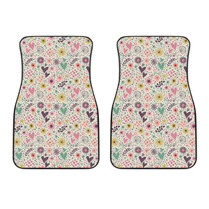 Girly Heart And Flower Pattern Print Front Car Floor Mats