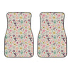 Girly Heart And Flower Pattern Print Front Car Floor Mats