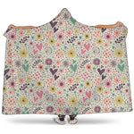Girly Heart And Flower Pattern Print Hooded Blanket