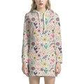 Girly Heart And Flower Pattern Print Pullover Hoodie Dress