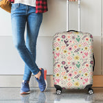 Girly Heart And Flower Pattern Print Luggage Cover