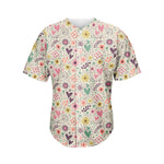 Girly Heart And Flower Pattern Print Men's Baseball Jersey