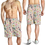 Girly Heart And Flower Pattern Print Men's Shorts