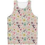 Girly Heart And Flower Pattern Print Men's Tank Top