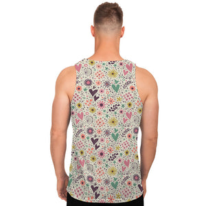 Girly Heart And Flower Pattern Print Men's Tank Top