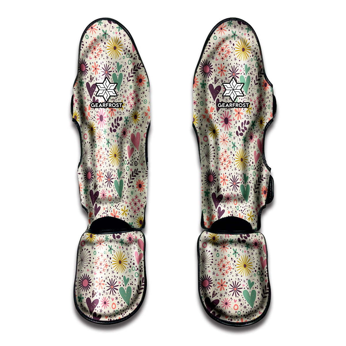 Girly Heart And Flower Pattern Print Muay Thai Shin Guard