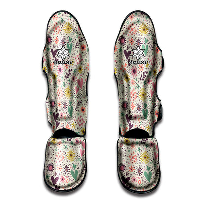 Girly Heart And Flower Pattern Print Muay Thai Shin Guard