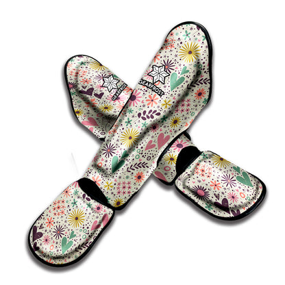 Girly Heart And Flower Pattern Print Muay Thai Shin Guard