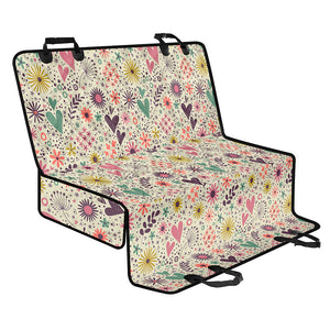 Girly Heart And Flower Pattern Print Pet Car Back Seat Cover