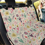 Girly Heart And Flower Pattern Print Pet Car Back Seat Cover