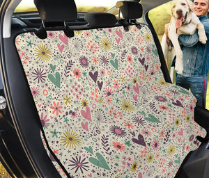 Girly Heart And Flower Pattern Print Pet Car Back Seat Cover