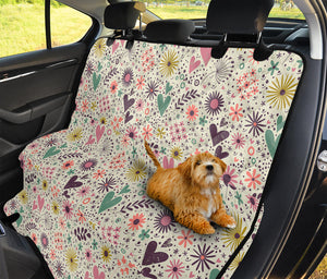 Girly Heart And Flower Pattern Print Pet Car Back Seat Cover