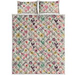 Girly Heart And Flower Pattern Print Quilt Bed Set