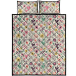 Girly Heart And Flower Pattern Print Quilt Bed Set