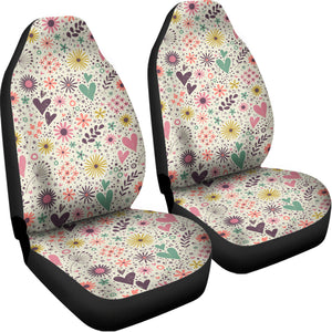 Girly Heart And Flower Pattern Print Universal Fit Car Seat Covers