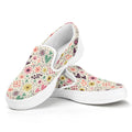 Girly Heart And Flower Pattern Print White Slip On Sneakers