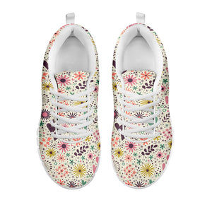 Girly Heart And Flower Pattern Print White Sneakers