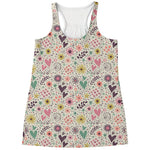 Girly Heart And Flower Pattern Print Women's Racerback Tank Top