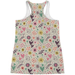 Girly Heart And Flower Pattern Print Women's Racerback Tank Top